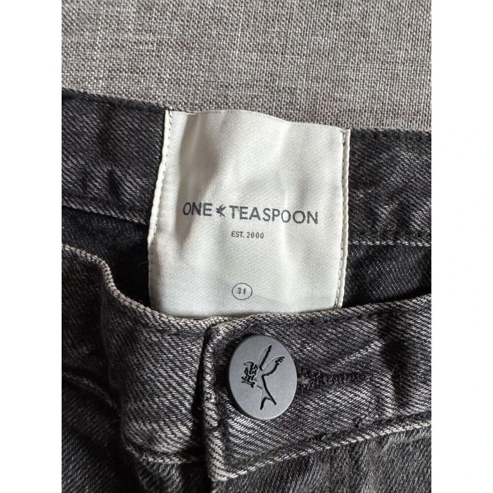 One Teaspoon Double Bass Black Bandits Low Waist Denim Shorts Size 31 NEW